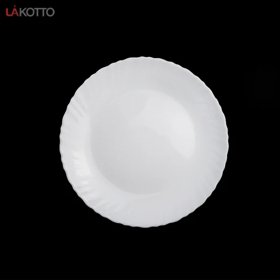 Glass Plate Wholesale Opal Glass New Classic Customized Restaurant Carton Minimalist Round Soup Dish Engraving Dinner Plate