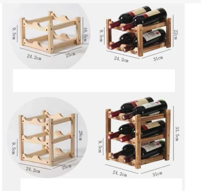2023 Free Standing Bamboo Wine Glass Bottle Holder, Countertop Storage Wall Wood Wine Display Rack