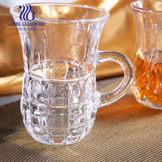 3oz Arabic Style Glass Coffee Mug Turkish Tea Cup with Bohemia Design Engraving