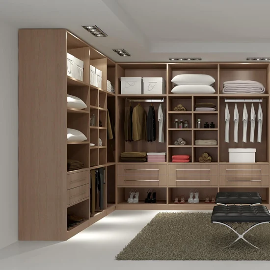 Top Quality Modern Home Bedroom Wood Furniture Glass Sliding Door Clothes Storage Walk in Wardrobe