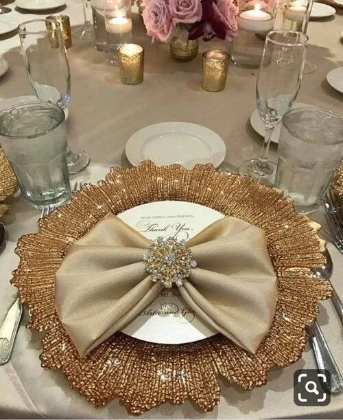 Luxury Hotel Restaurant Banquet Decoration Dinner Silver Glass Charger Plates