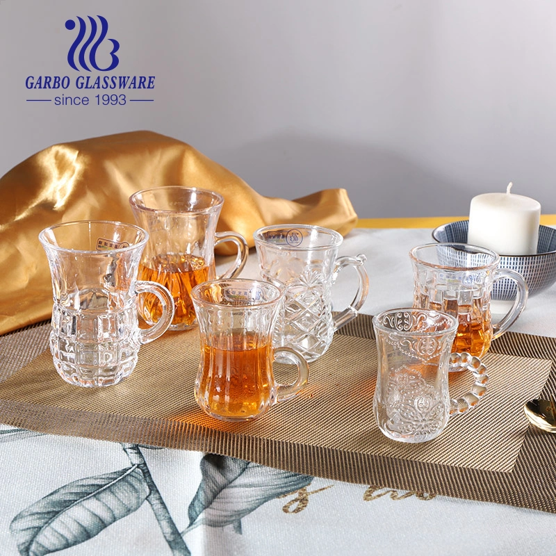 3oz Arabic Style Glass Coffee Mug Turkish Tea Cup with Bohemia Design Engraving