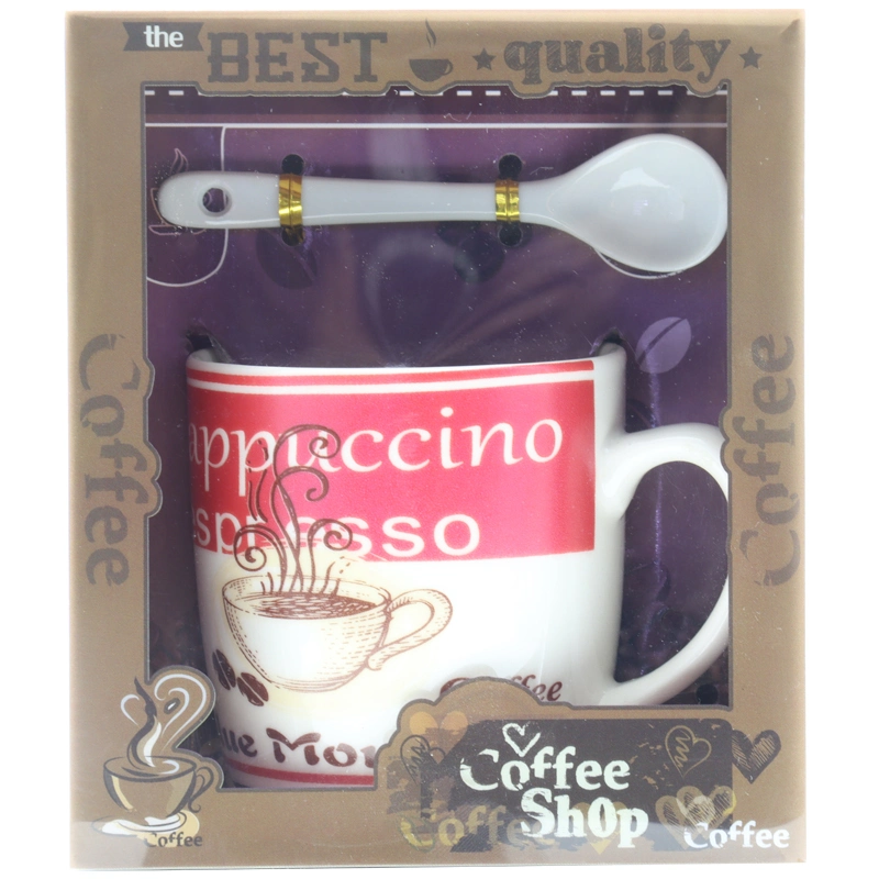 Custom Ceramic Coffee Mug Design Custom Logo Cup with Spoon