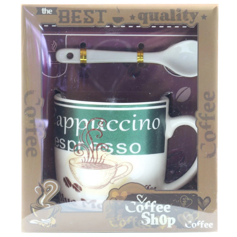 Custom Ceramic Coffee Mug Design Custom Logo Cup with Spoon