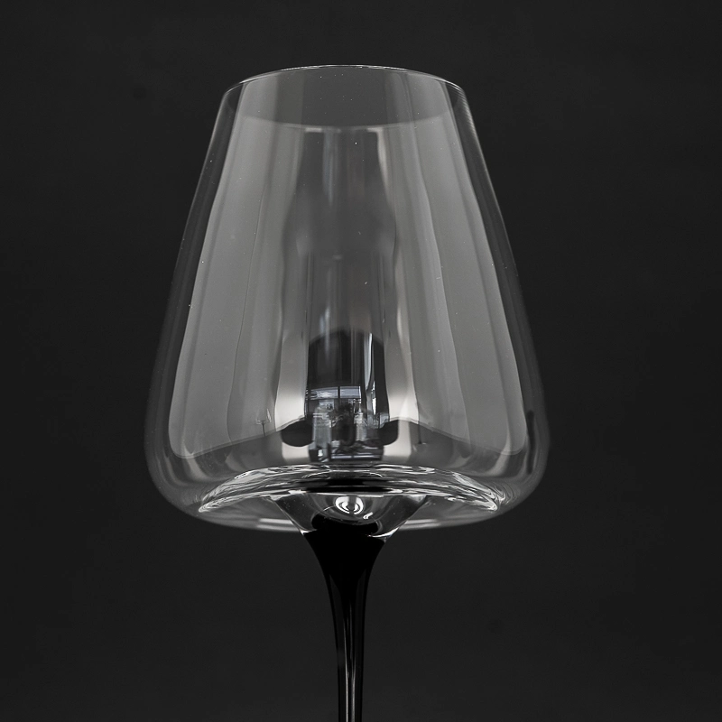 Custom Lead Free Black Stem Goblet Stemware Champagne Crystal Red Wine Glass
