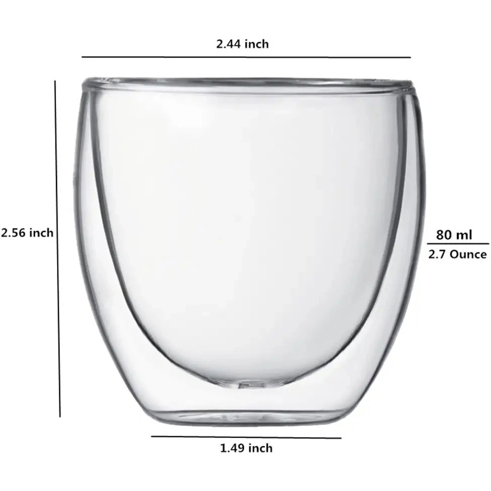 Heat Resistant Borosilicate Double Wall Wine Beer Drinking Water Tea Milk Coffee Glass Mug Cup Glassware for Hot and Cold