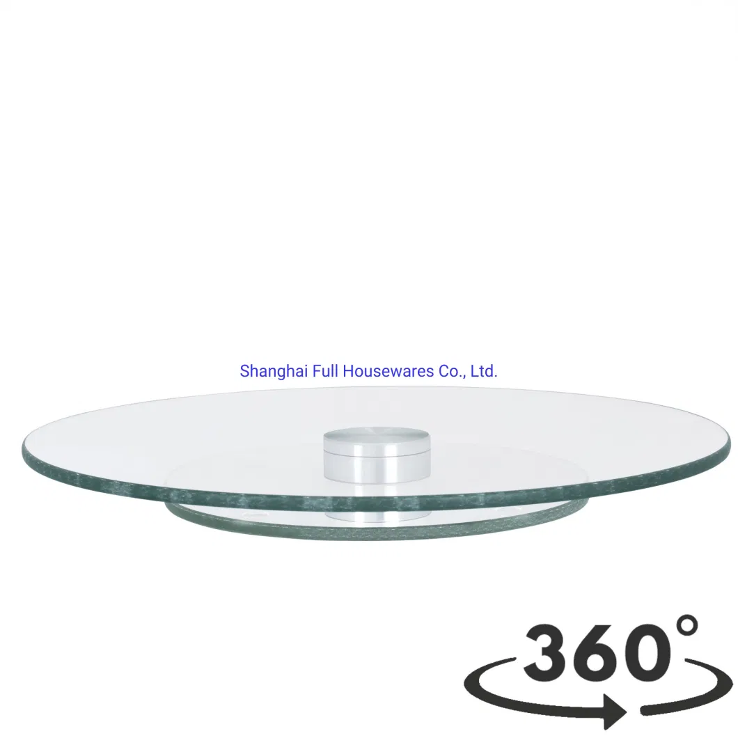 Aluminum Silenced Tempered Glass Lazy Susan Rotating Turntable Cake Sweets Serving Plate