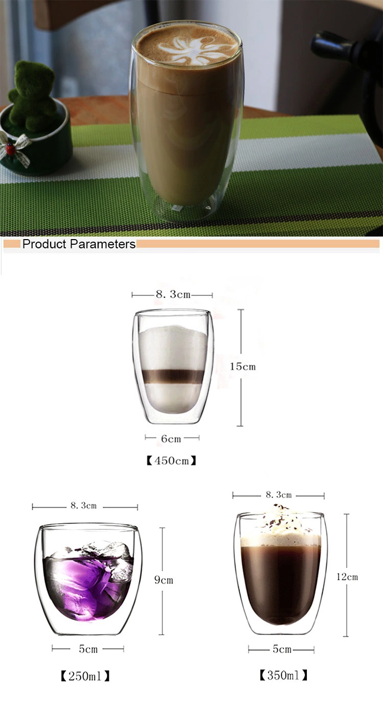 Transparent Double Wall Glass Cup with Lid Coffee Mug for Tea Borosilicate Glass Cup Glassware for Chiller Frosty, Frozen Ice Mug, Beer Glass for Milk