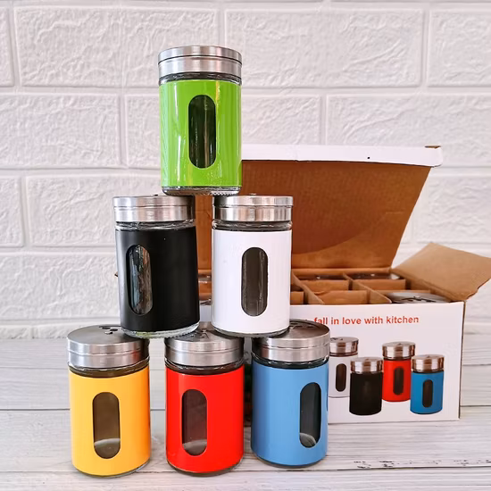 Custom 120ml 4oz Colorful Kitchen Chili Condiment Seasoning Spice Jar Glass Storage with Stainless Steel Cover