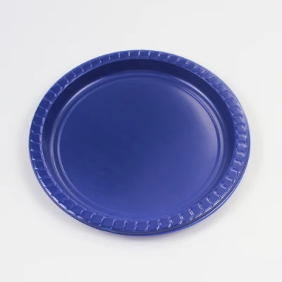 Hot Sale Wholesale Plastic Disposable PS Blue Colorful Round Plate for Party or Dinner