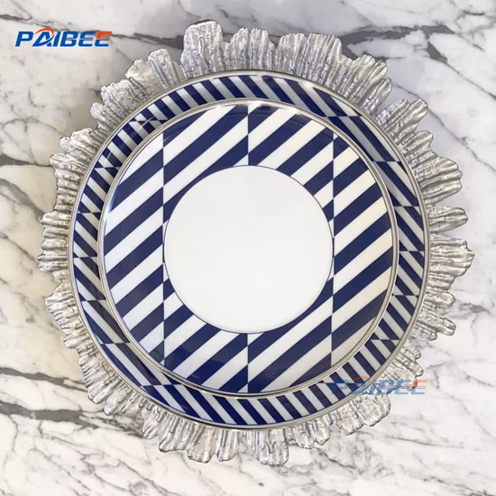Paibee Cross Road Vintage Dinnerware Ceramic Black and White Fine Bone China Plates Sets
